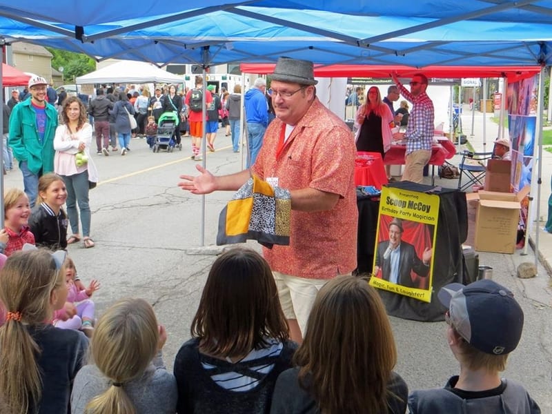 Kids at a birthday party magic show